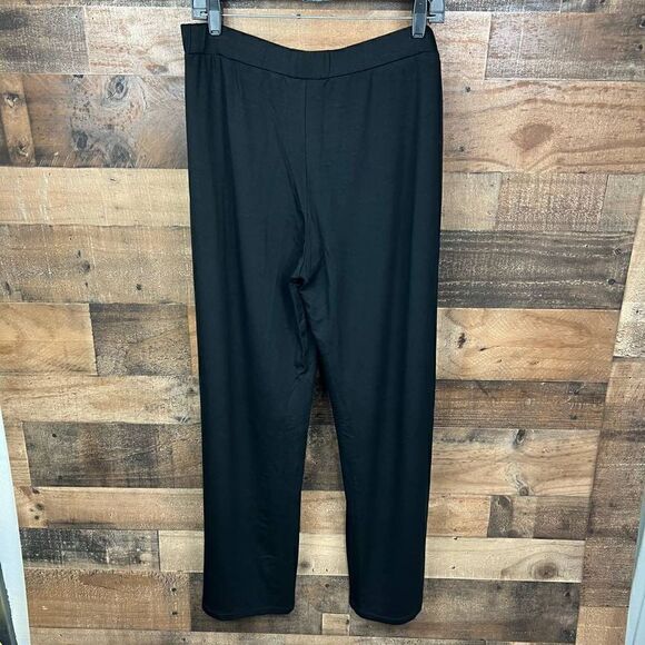DKNY Pure Travel Pants Black Elastic Waist Wide Leg Lounge Leisure Size Large - Picture 12 of 13
